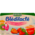 Blédina Blédilacté : au lait infantile : parfum fraise : 6 x 60g	