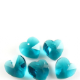 Perle : coeur : bleu paon : 14mm lot de 2