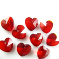 Perle : coeur : Rouge : 14mm lot de 2
