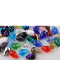 Beads : faceted teardrop shape : multicolor : 12mm